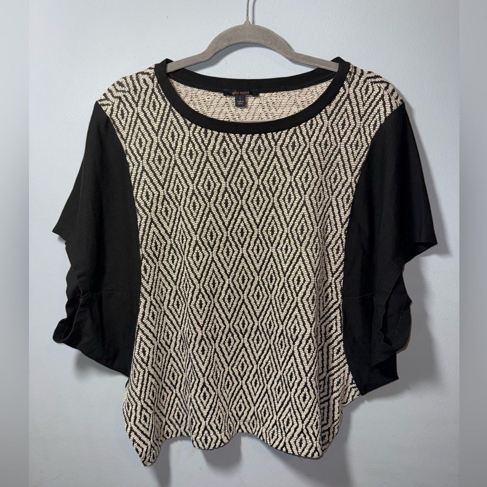 Ella Moss Black Label Women’s Aztec Tribal Design Colorblock Knit Top Size L EUC